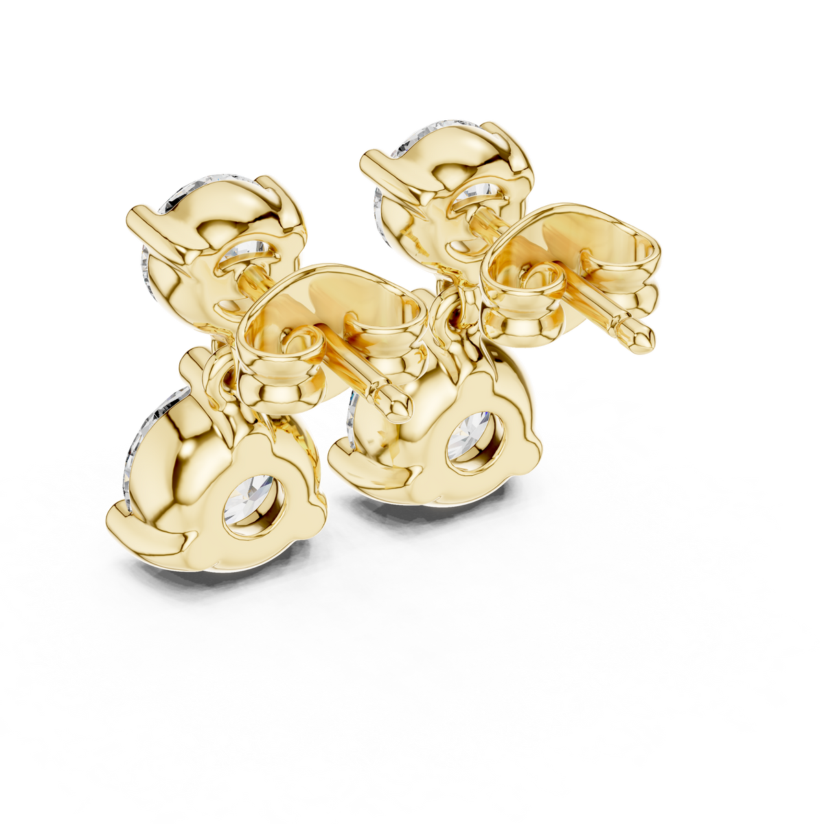 Dual Brilliance Round Lab Diamond Drop Earrings with Graduated Two Stone Design - View 5