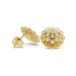 Vintage Lace Floral Round Moissanite Diamond Stud Earrings with Filigree Detailing - View 5