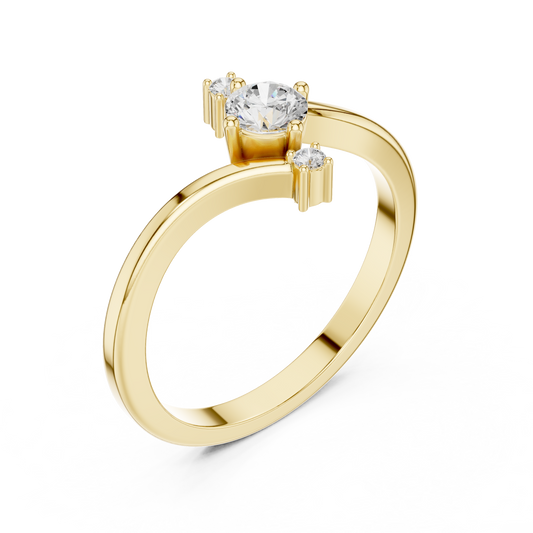 Round Contemporary Moissanite Diamond Bypass Ring - View 2