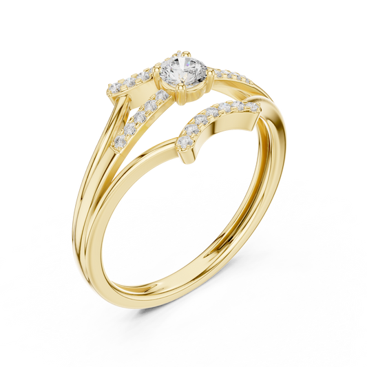 Round Cut Moissanite Diamond Split Shank Bypass Pave Engagement Ring - View 2