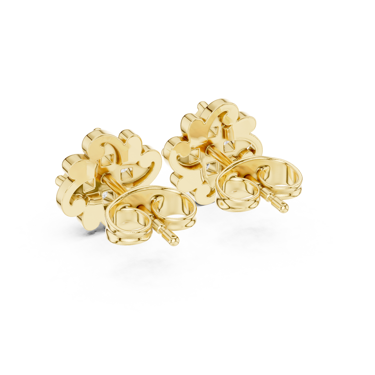 Blossom Floral Stud Earrings Crafted in with Round Brilliant Moissanite Diamonds - View 8