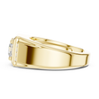 Round Cut Moissanite Diamond Men's Side Channel Accent Gold Band - View 8