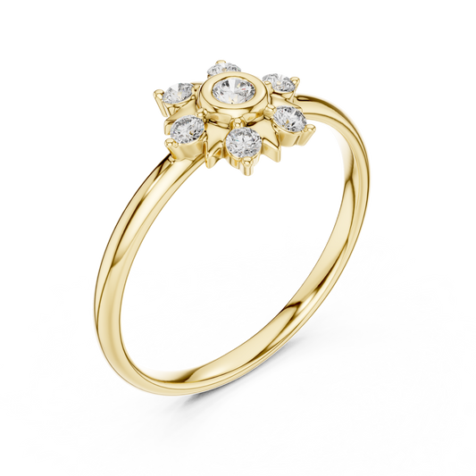 Floral Halo Round Cut Lab Diamond Engagement Ring - View 2
