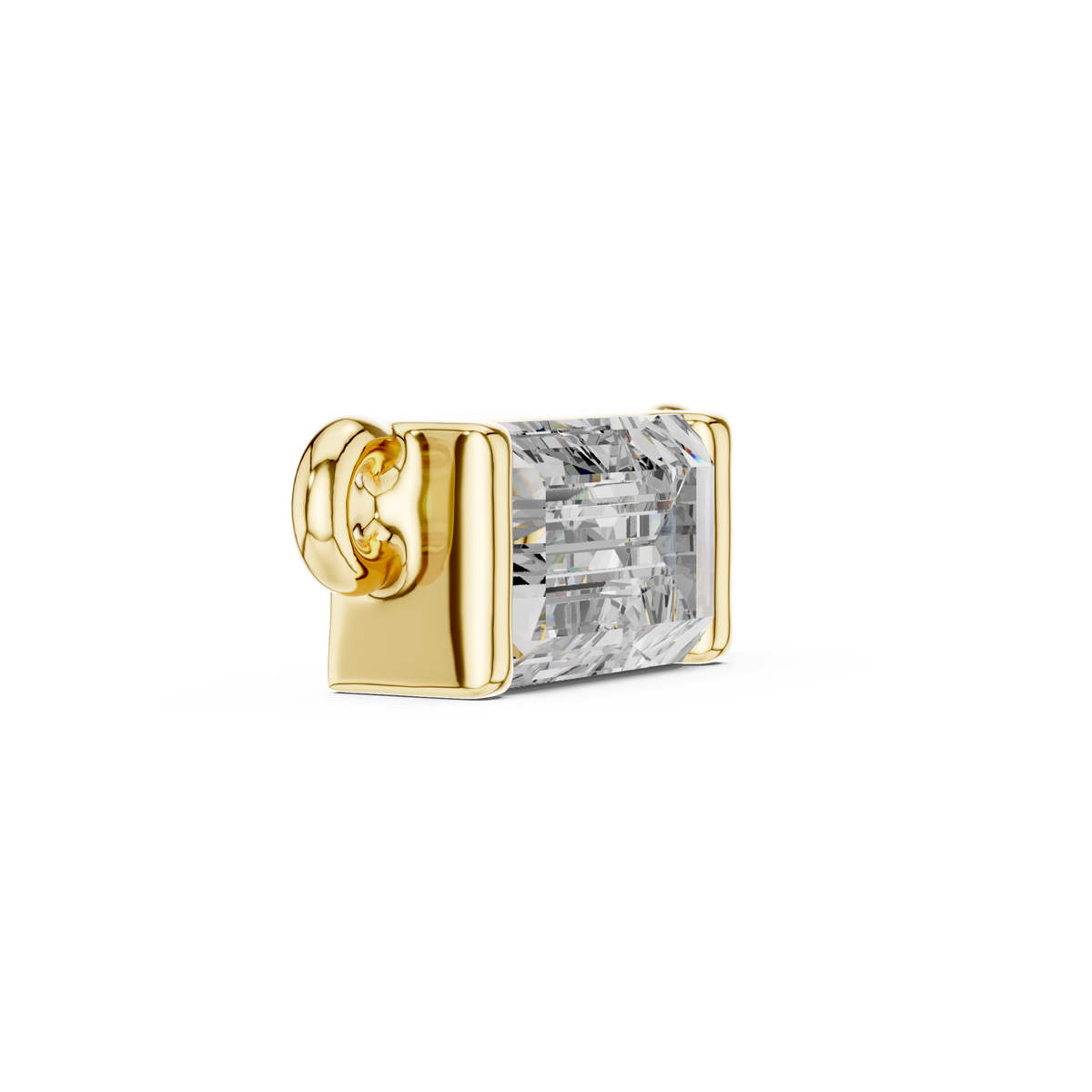 Horizontal Baguette Cut Moissanite Diamond Solitaire Bar Pendant - View 4