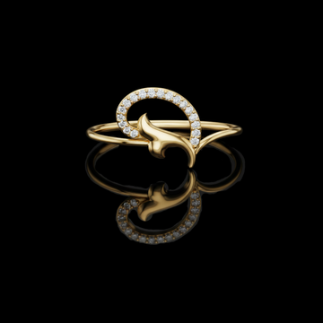 Round Lab Diamond Swirl Ring With Minimal Pave Open Design