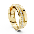 Round Cut Moissanite Diamond Men's Multi Band Crossover Gold Ring - View 2
