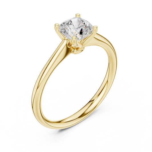 Cushion Cut Lab Diamond Solitaire Engagement Ring Four Prong - View 2