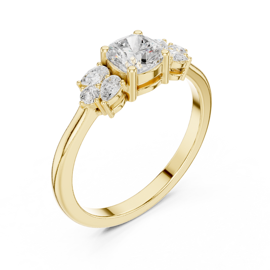 Cushion Lab Diamond Engagement Ring With Side stone Pear Accents - View 2