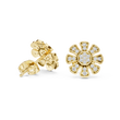 Daisy Floral Stud Earrings with Round Brilliant Moissanite Diamonds - View 2