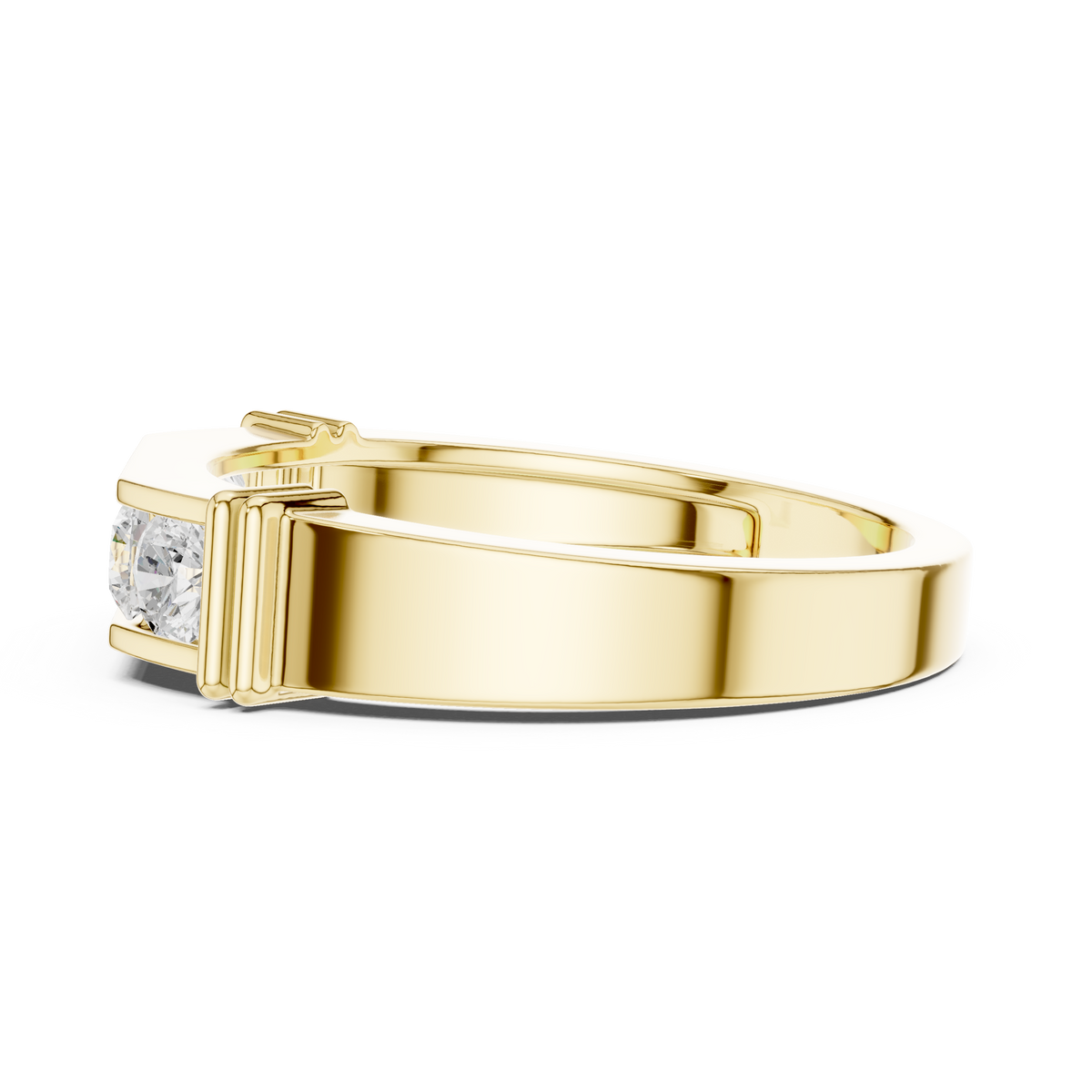 Round Cut Lab Grown Diamond Men's Gold Channel Set Anniversary Band - View 8