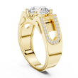 Round Cut Lab Grown Diamond Men's Large Solitaire Gold Signet Ring - View 5