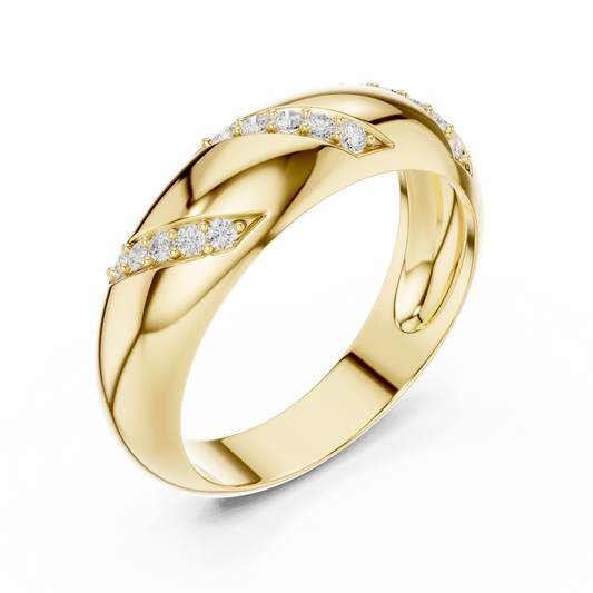 Round Cut Moissanite Diamond Men's Slanted Row Dome Statement Ring - View 2