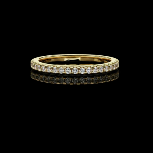 Round Lab Diamond Half Eternity Wedding Band Ring