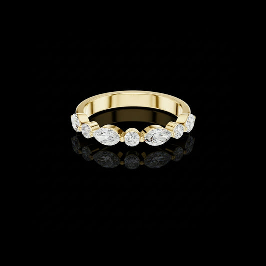 Marquise & Round Cut Moissanite Diamond Eternity Wedding Band