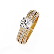 Round Cut Triple Pave Moissanite Diamond Solitaire Engagement Ring - View 2