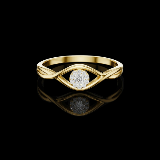 Round Cut Moissanite Diamond Twisted Band Engagement Ring