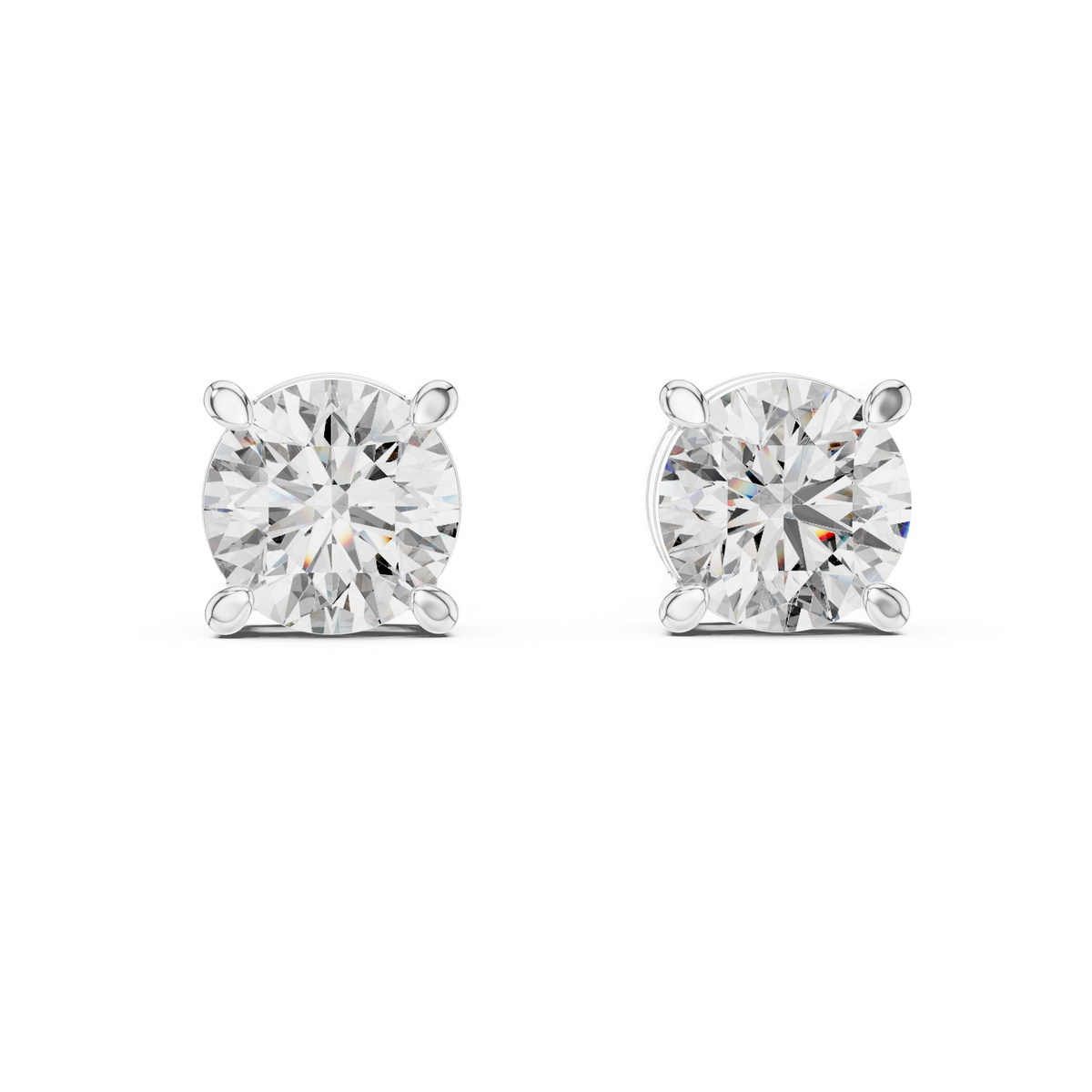 Architectural Crown Basket Round Lab Grown Diamond Solitaire Studs - View 2
