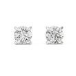 Architectural Crown Basket Round Moissanite Diamond Solitaire Studs - View 2