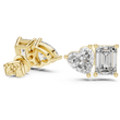 Dual Spark Heart & Emerald Cut Moissanite Diamond Stud Earrings - View 2