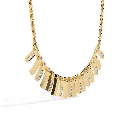 Geometric Moissanite Diamond Fringe Statement Necklace - View 2