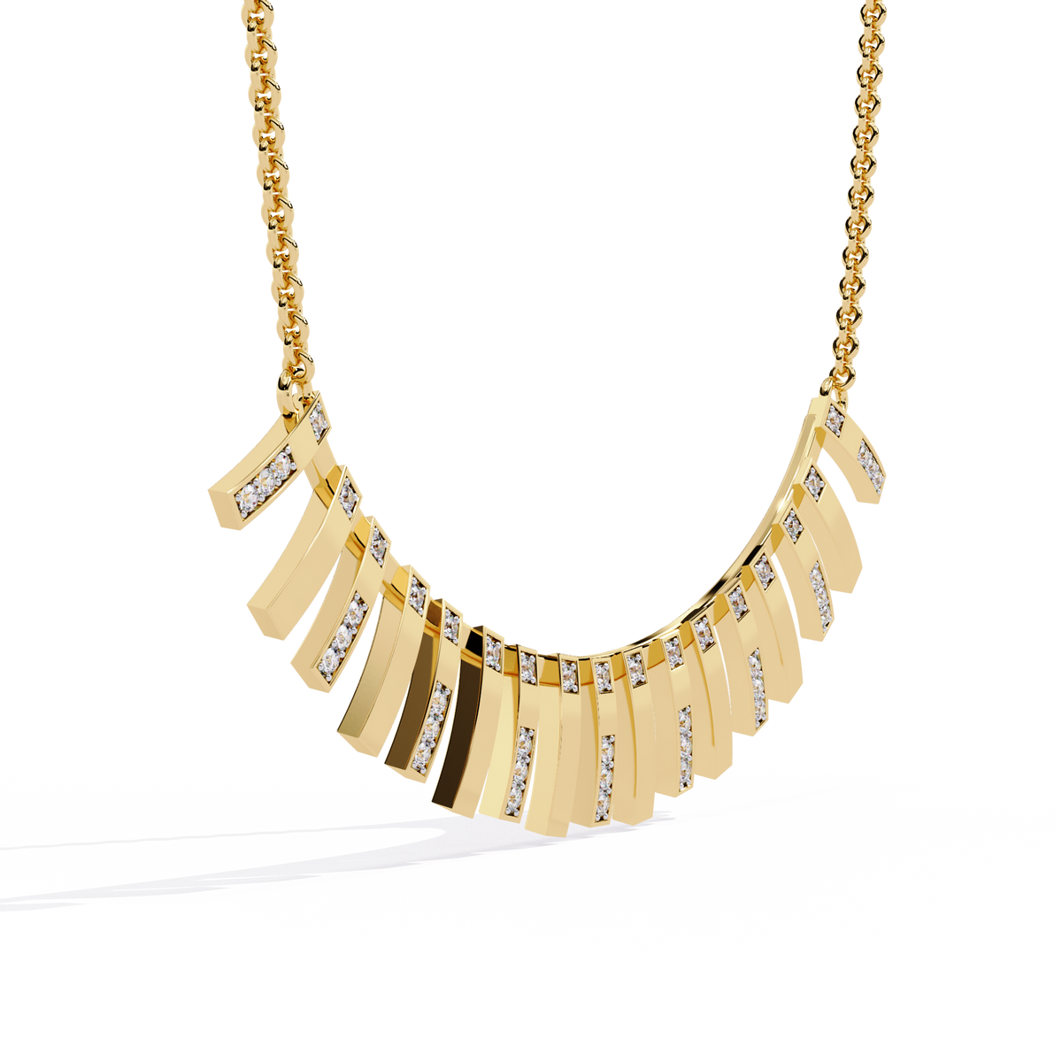 Geometric Lab Grown Diamond Fringe Statement Necklace - View 2