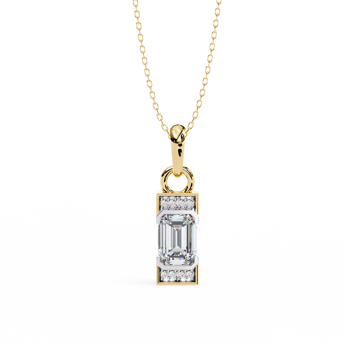 Emerald Cut Solitaire Pendant with Center Lab Grown Diamond - View 3