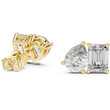 Modern Lab Diamond Stud Earrings Featuring Emerald Cut and Pear Cut Duo - View 2