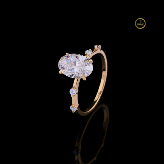 Oval Cut Lab Diamond Engagement Ring With Wedding Band - View 2