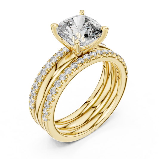 Round Cut Moissanite Diamond Filigree Solitaire Engagement Ring - View 2