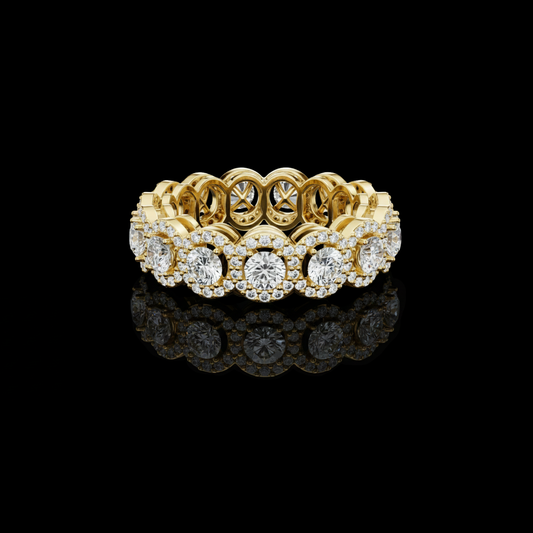 Round Moissanite Diamond Halo Eternity Band For Women