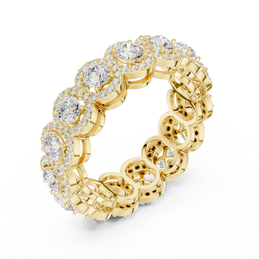 Round Moissanite Diamond Halo Eternity Band For Women - View 2