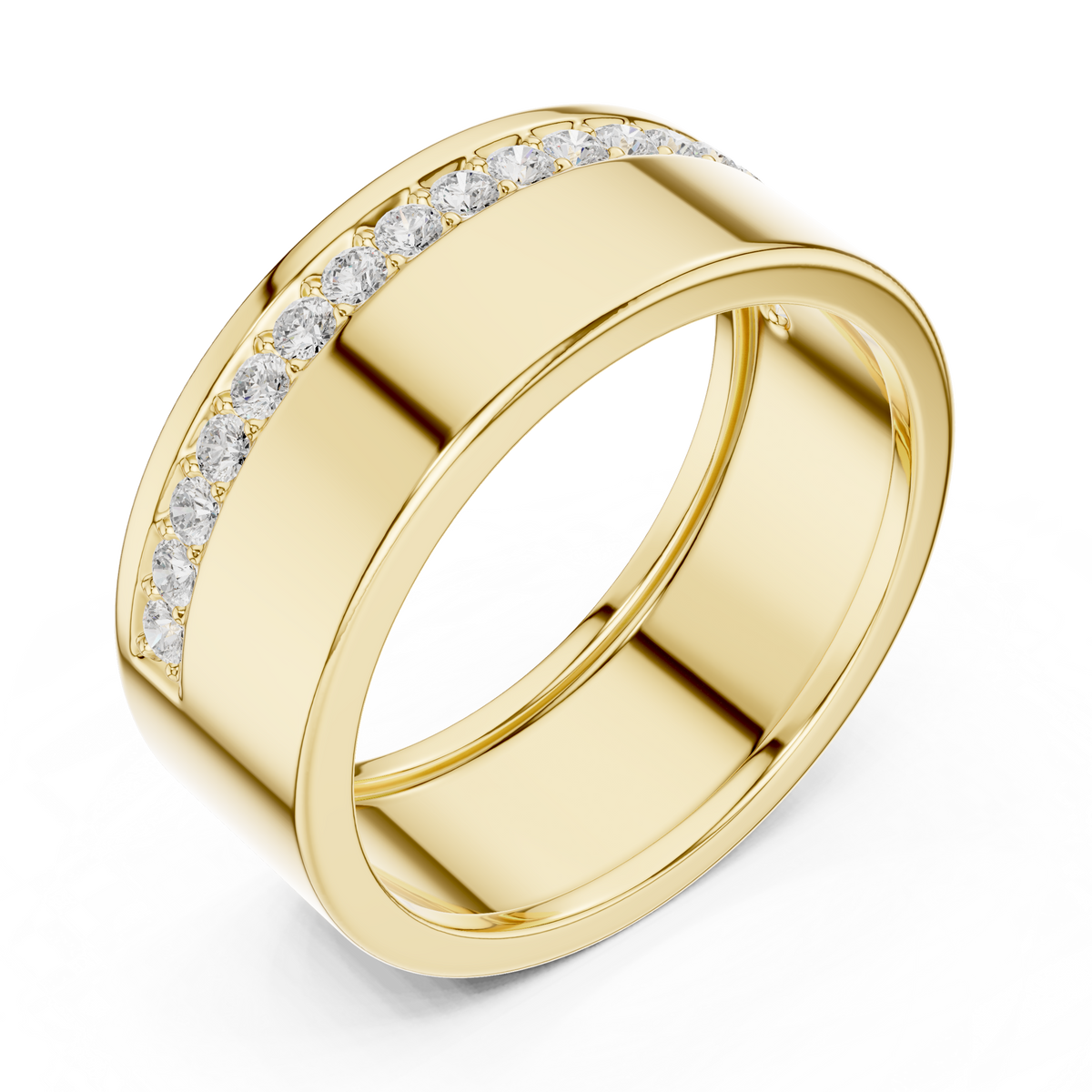 Round Cut Moissanite Diamond Men's Wide Channel Set Eternity Band - View 2