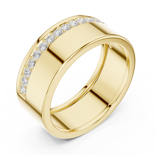 Round Cut Moissanite Diamond Men's Wide Channel Set Eternity Band - View 2