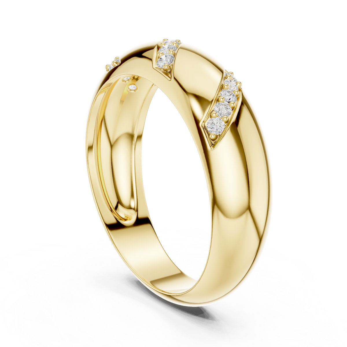 Round Cut Moissanite Diamond Men's Slanted Row Dome Statement Ring - View 5