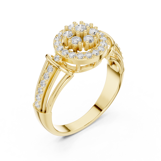 Round Lab Grown Diamond Halo Multi Band Ring - View 2