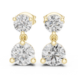 Dual Brilliance Round Moissanite Diamond Drop Earrings with Graduated Two Stone Design - View 8