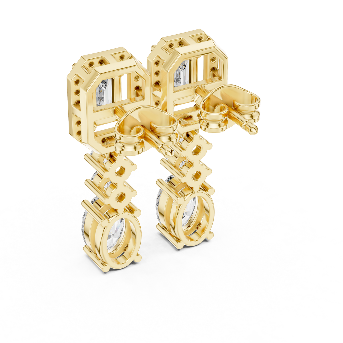 Exquisite Art Deco Inspired Lab Diamond Drop Earrings with Cascading Brilliance - View 5