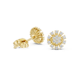 Sunburst Cluster Stud Earrings with Round Brilliant Moissanite Diamonds - View 2