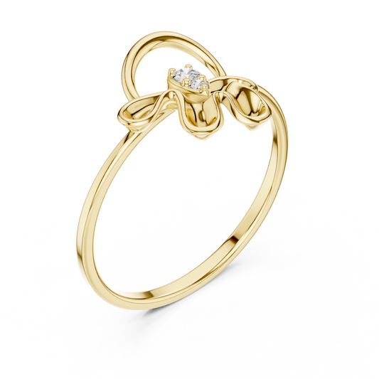Pear Abstract Floral Lab Ring with Sculpted Petals - View 2