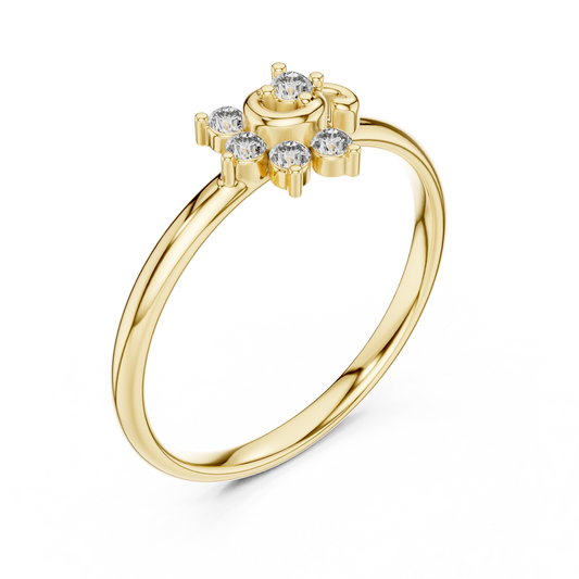 Round Cut Moissanite Diamond Floral Swirl Cluster Ring - View 2