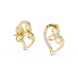 Eternal Heart Floral Diamond Stud Earrings with Round Moissanite Diamonds - View 2