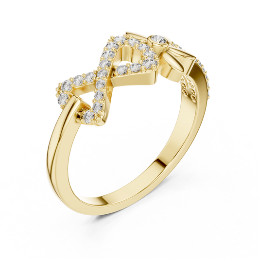 Round Cut Lab Diamond Infinity Floral Ring Pave Statement Band - View 2
