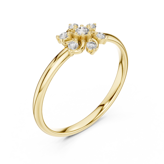 Floral Swirl Round Cut Moissanite Diamond Cluster Engagement Ring - View 2
