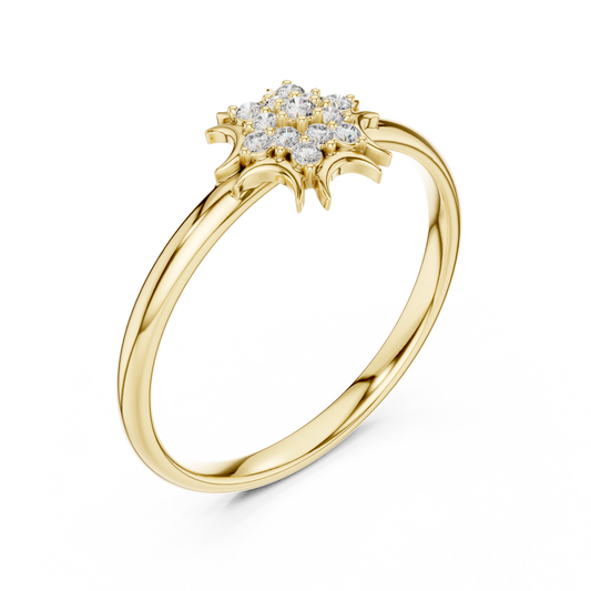 Round Moissanite Diamond Starburst Cluster Anniversary Ring - View 2