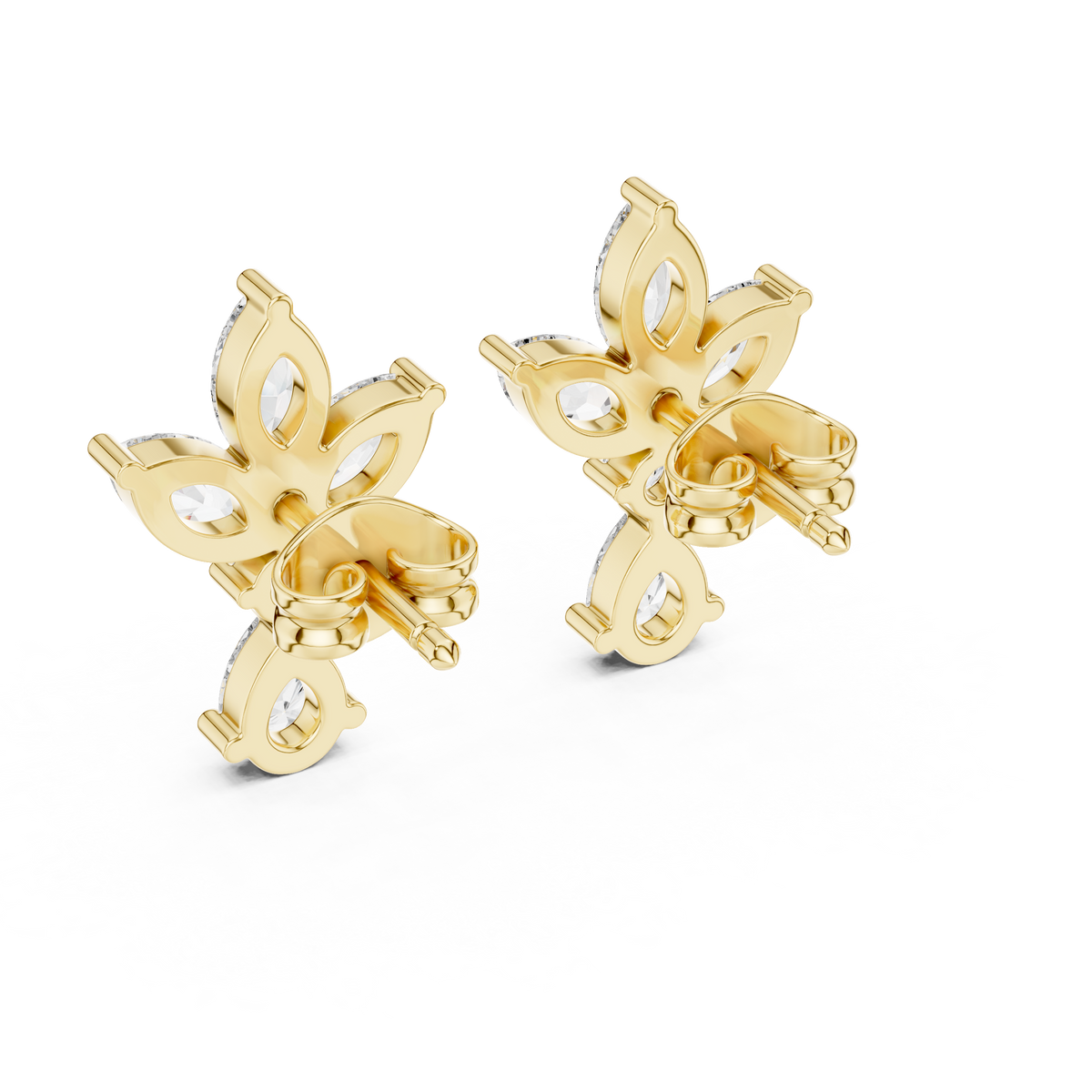 Marquise Butterfly Cluster Moissanite Diamond Drop Stud Earrings - View 5