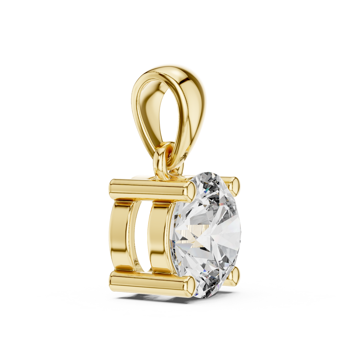 Single Round Lab Grown Diamond Solitaire Four Prong Charm Pendant - View 5
