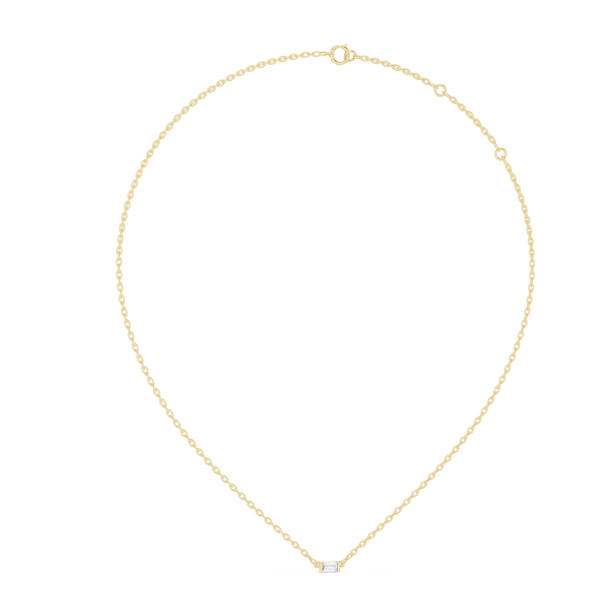 Horizontal Baguette Cut Moissanite Diamond Solitaire Bar Pendant - View 7