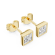 Princess Cut Lab Diamond Square Solitaire Stud Earrings with Bezel - View 5