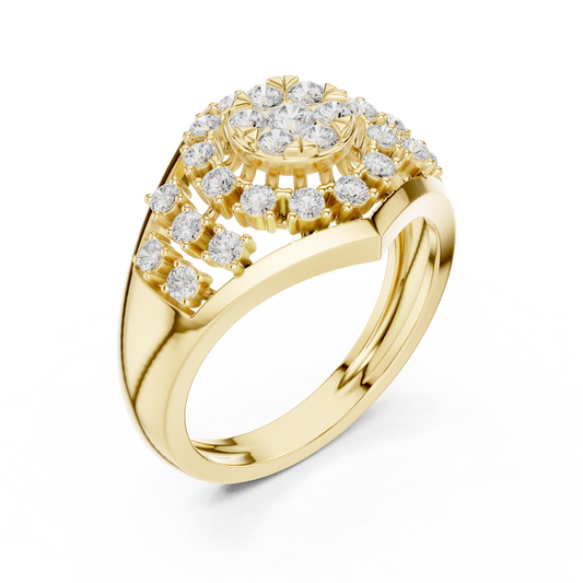 Round Cut Moissanite Diamond Cluster Halo Detailing - View 2