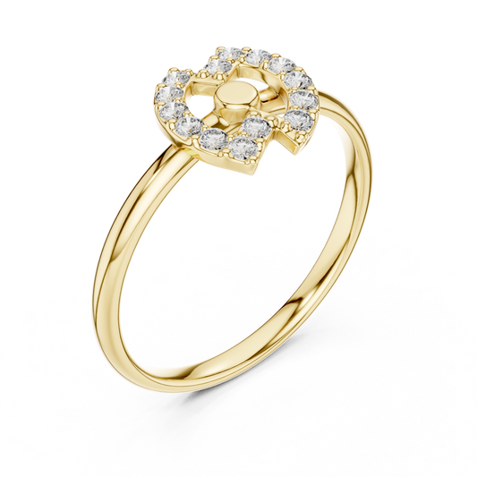 Round Diamond Open Circle Halo Moissanite Diamond Ring - View 2